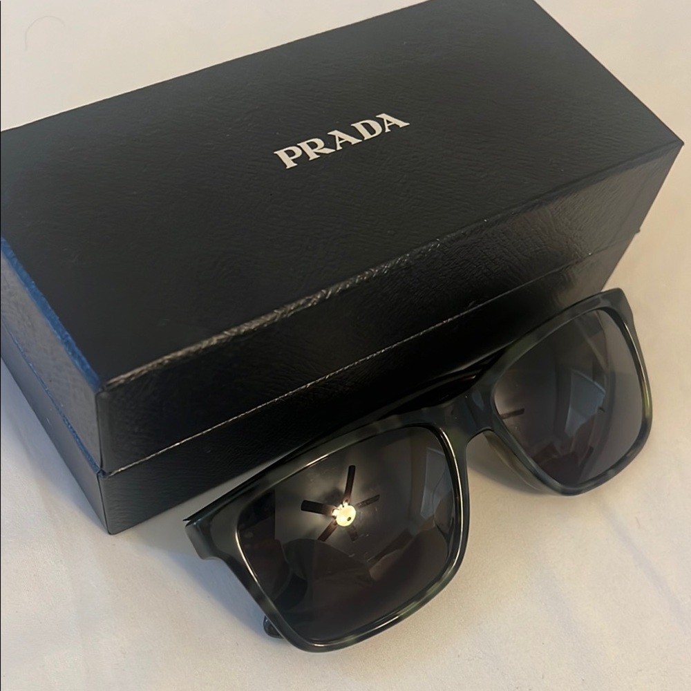 Prada Green Tortoise Shell Wayfarer Sunglasses